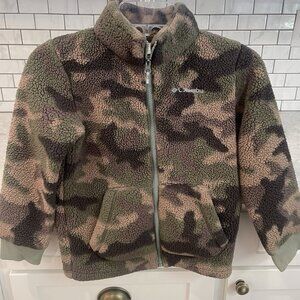 Columbia Jacket Boys Small Camouflage Green Winter Fleece Full Zip Hunting